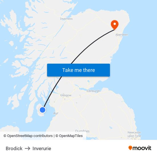 Brodick to Inverurie map