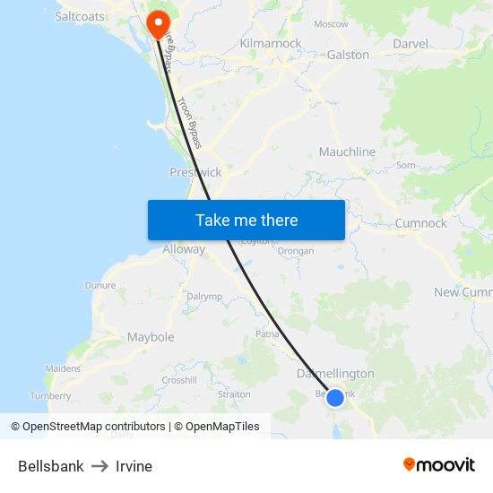 Bellsbank to Irvine map