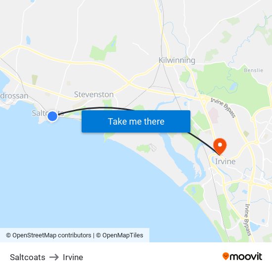 Saltcoats to Irvine map