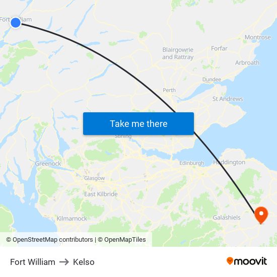 Fort William to Kelso map