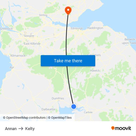 Annan to Kelty map