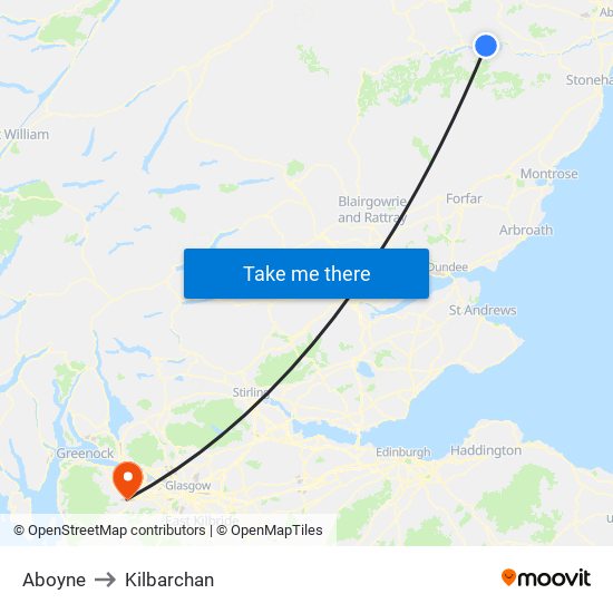 Aboyne to Kilbarchan map