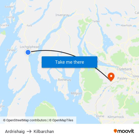 Ardrishaig to Kilbarchan map