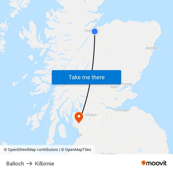 Balloch to Kilbirnie map