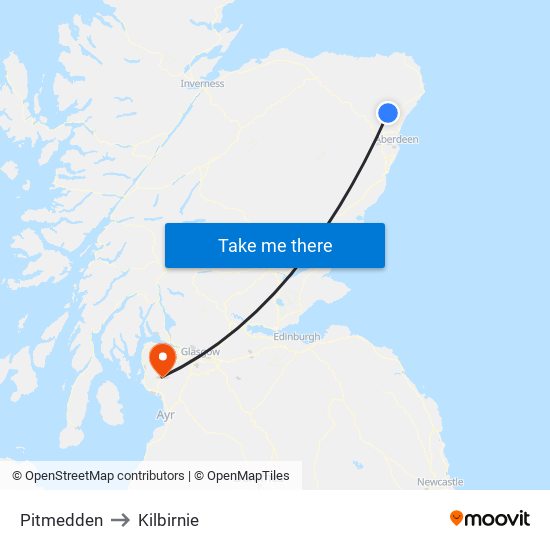 Pitmedden to Kilbirnie map