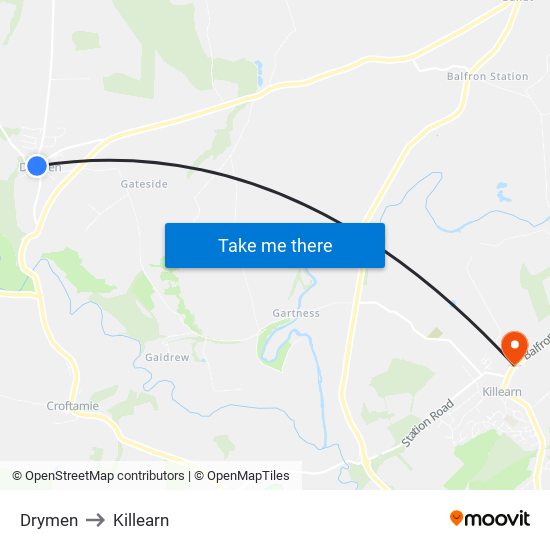 Drymen to Killearn map