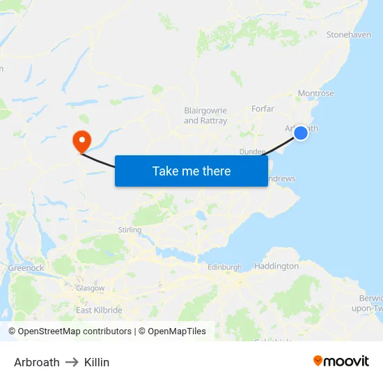 Arbroath to Killin map