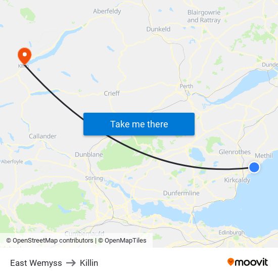 East Wemyss to Killin map