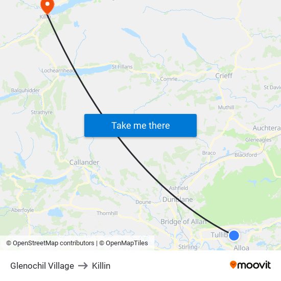 Glenochil Village to Killin map