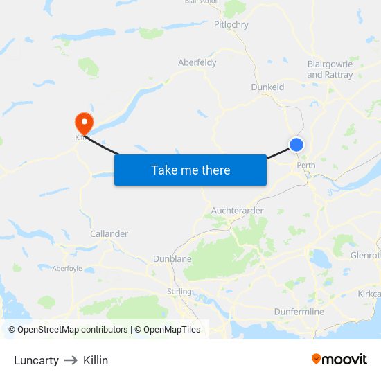 Luncarty to Killin map