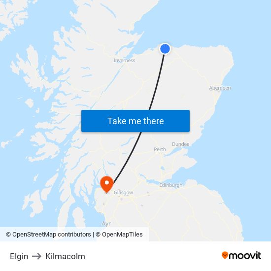 Elgin to Kilmacolm map