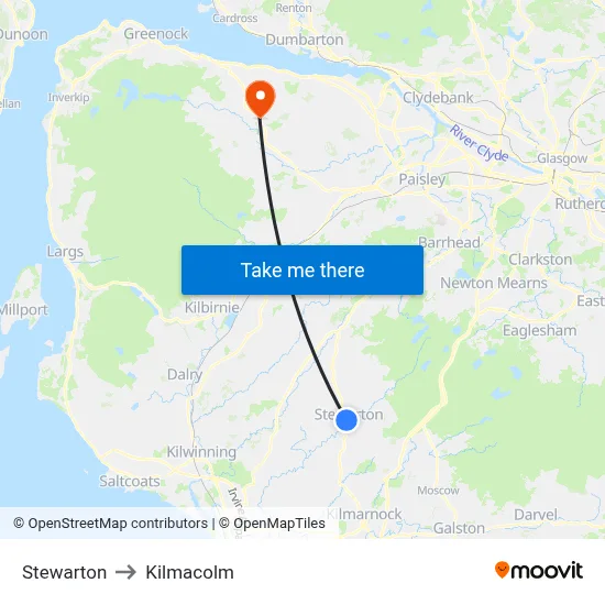Stewarton to Kilmacolm map