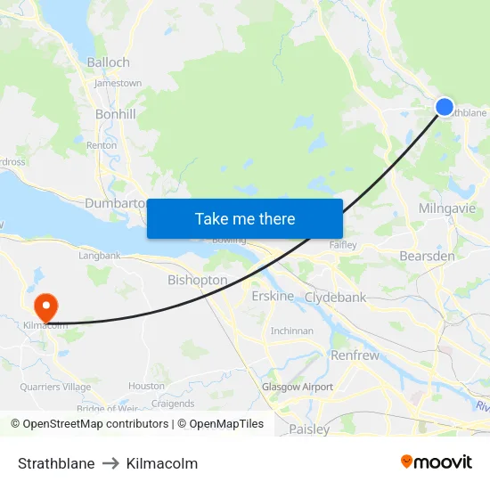 Strathblane to Kilmacolm map