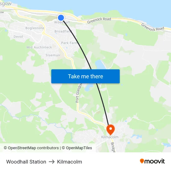 Woodhall Station to Kilmacolm map