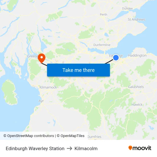 Edinburgh Waverley Station to Kilmacolm map