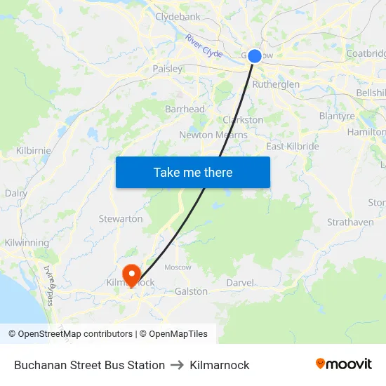 Buchanan Street Bus Station to Kilmarnock map