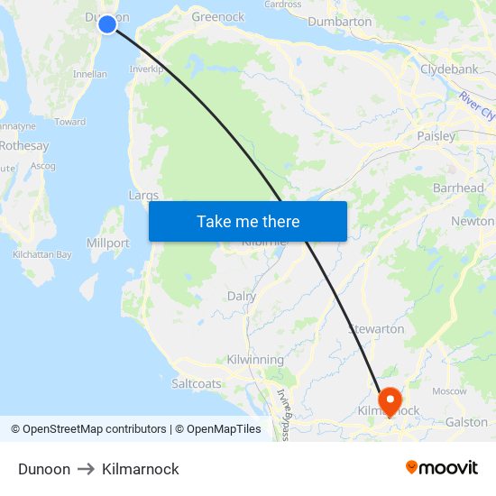 Dunoon to Kilmarnock map