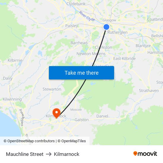 Mauchline Street to Kilmarnock map