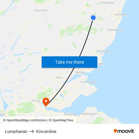 Lumphanan to Kincardine map