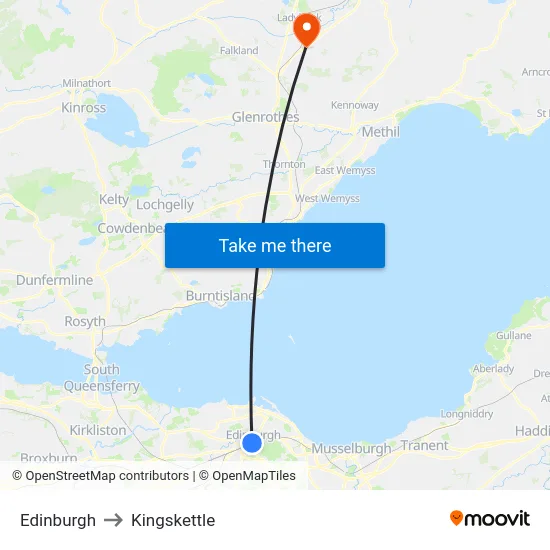 Edinburgh to Kingskettle map