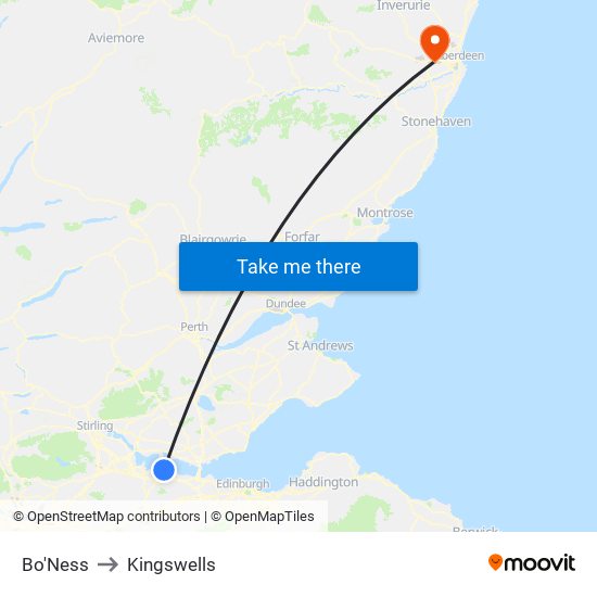 Bo'Ness to Kingswells map