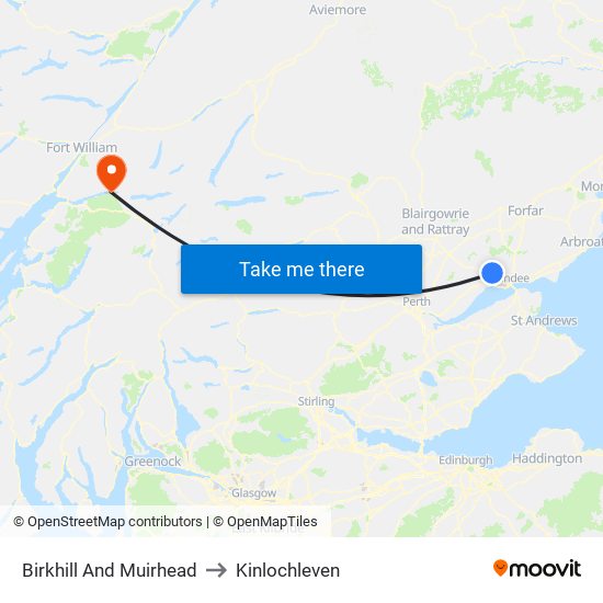 Birkhill And Muirhead to Kinlochleven map