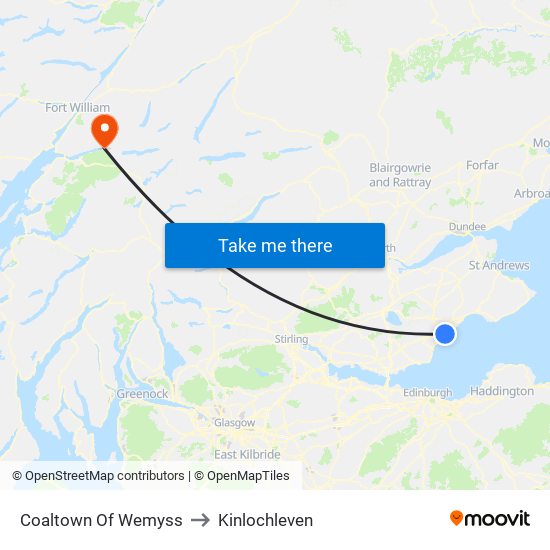 Coaltown Of Wemyss to Kinlochleven map