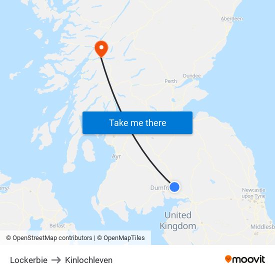 Lockerbie to Kinlochleven map