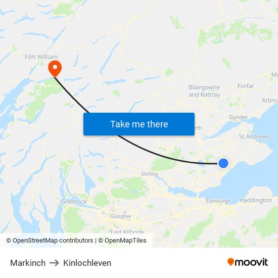 Markinch to Kinlochleven map