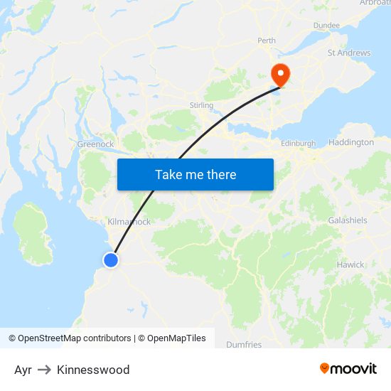 Ayr to Kinnesswood map