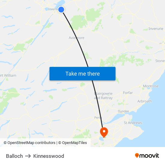 Balloch to Kinnesswood map