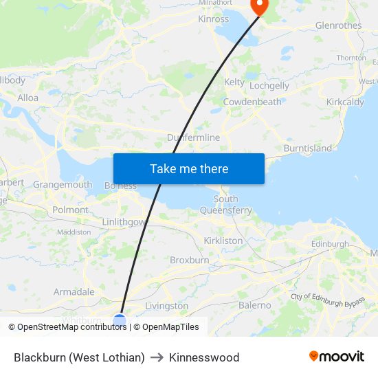 Blackburn (West Lothian) to Kinnesswood map