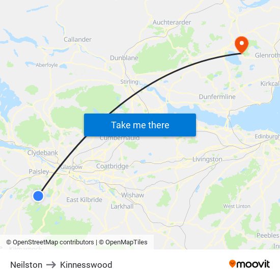 Neilston to Kinnesswood map