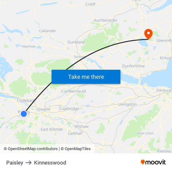 Paisley to Kinnesswood map