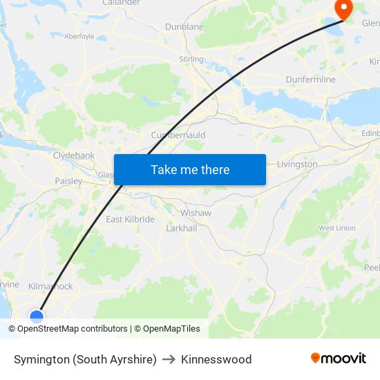 Symington (South Ayrshire) to Kinnesswood map