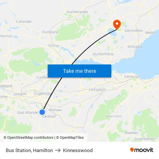 Bus Station, Hamilton to Kinnesswood map