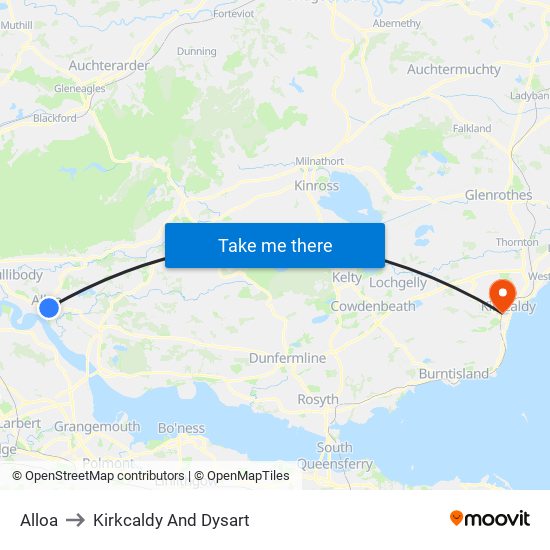 Alloa to Kirkcaldy And Dysart map