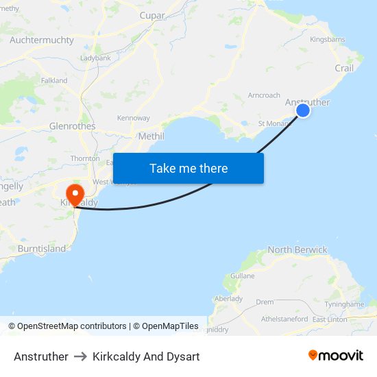 Anstruther to Kirkcaldy And Dysart map