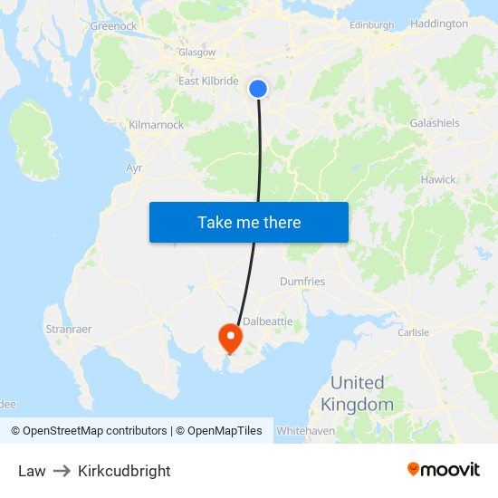 Law to Kirkcudbright map