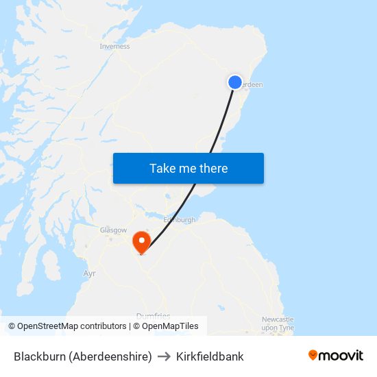 Blackburn (Aberdeenshire) to Kirkfieldbank map