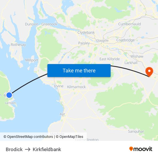 Brodick to Kirkfieldbank map