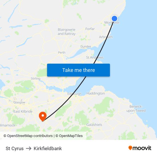 St Cyrus to Kirkfieldbank map