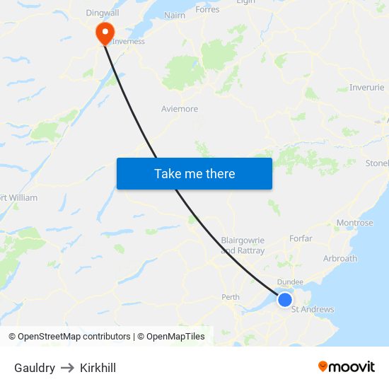 Gauldry to Kirkhill map