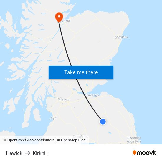 Hawick to Kirkhill map