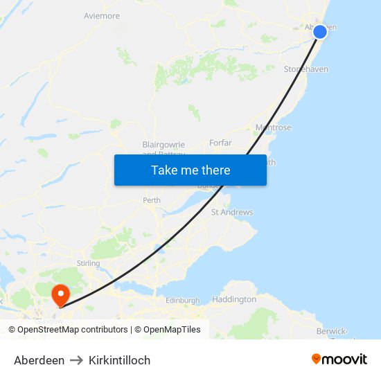 Aberdeen to Kirkintilloch map