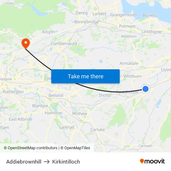 Addiebrownhill to Kirkintilloch map