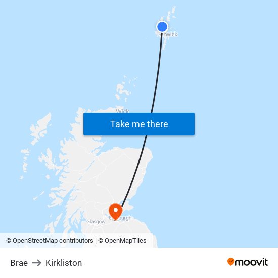 Brae to Kirkliston map