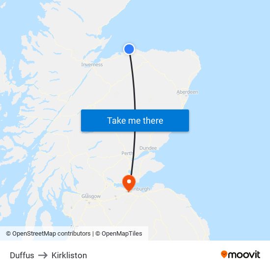 Duffus to Kirkliston map