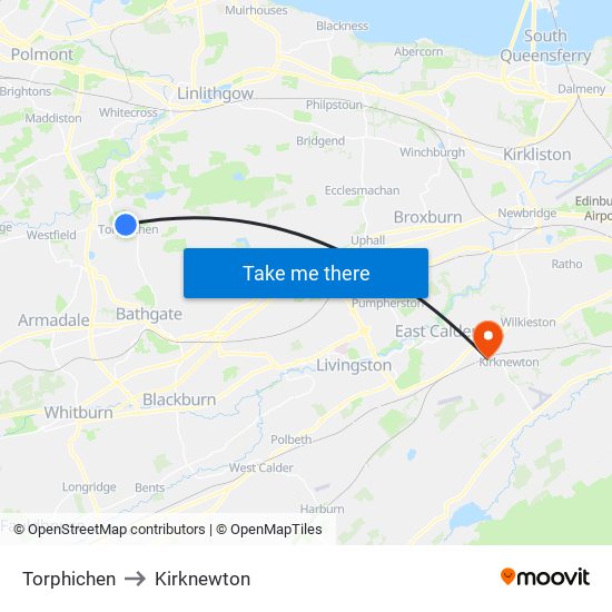 Torphichen to Kirknewton map