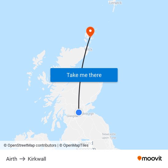 Airth to Kirkwall map
